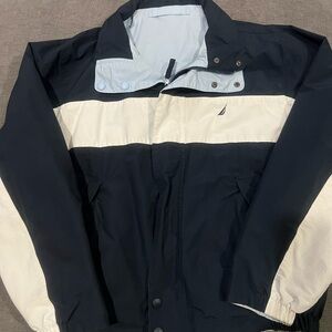 Nautica Navy and White Two-Tone Windbreaker Jacket